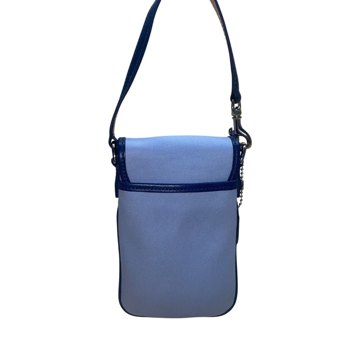 Coach Women’s Light Blue Fabric & Leather With Signature Detail Wristlet Bag