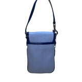 Coach Women’s Light Blue Fabric & Leather With Signature Detail Wristlet Bag