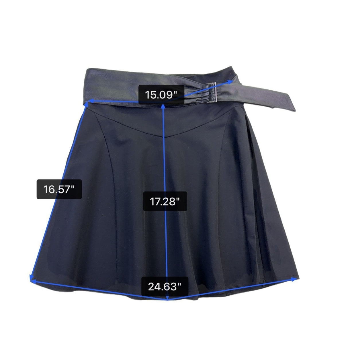 Debbie Shuchat Womens Black Flared Skirt With Faux Leather Trim Size 2