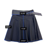 Debbie Shuchat Womens Black Flared Skirt With Faux Leather Trim Size 2