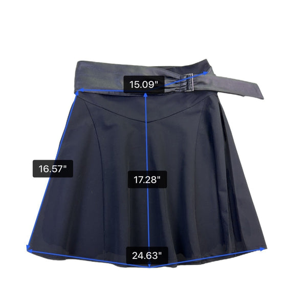 Debbie Shuchat Womens Black Flared Skirt With Faux Leather Trim Size 2