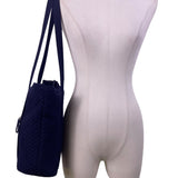 Vera Bradley Women’s Navy Blue Quilted With Zipper Closure Shoulder Tote Bag