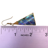 Gold Tone Blue Abalone Shell Dangle Earrings For Women Hook Closure Lightweight