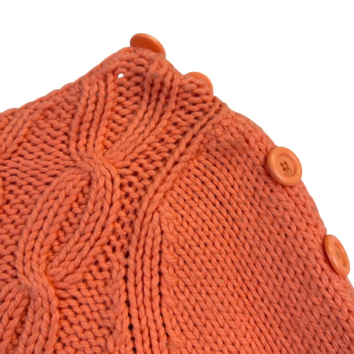 Elodie Womens Orange Cable Knit Sweater Button Detail Long Sleeve Sz S