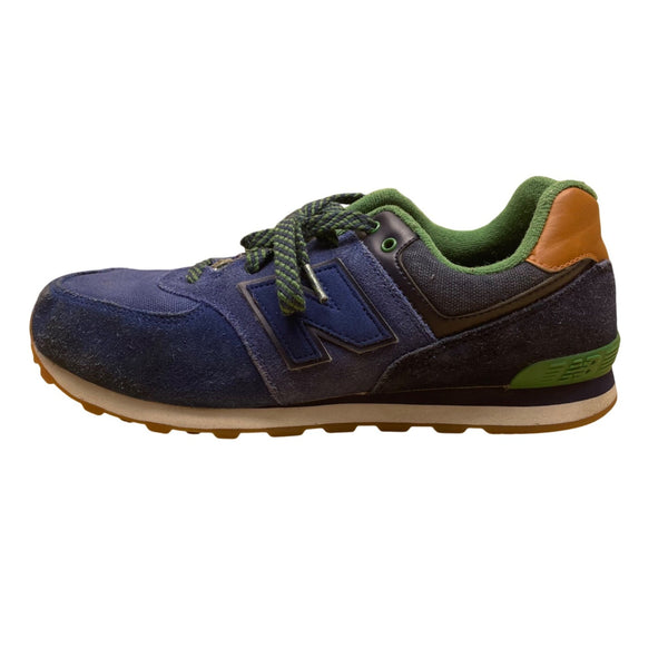 New Balance Boys Blue/Green Suede  Lace-Up 574 Athletic Sneakers Size 7