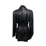 Trucker Women’s Black Leather Jacket Belted Wrap Style Size Medium