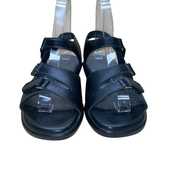 SAS Women’s Black Leather Adjustable Strap Tripad Comfort Sandals Size 7M