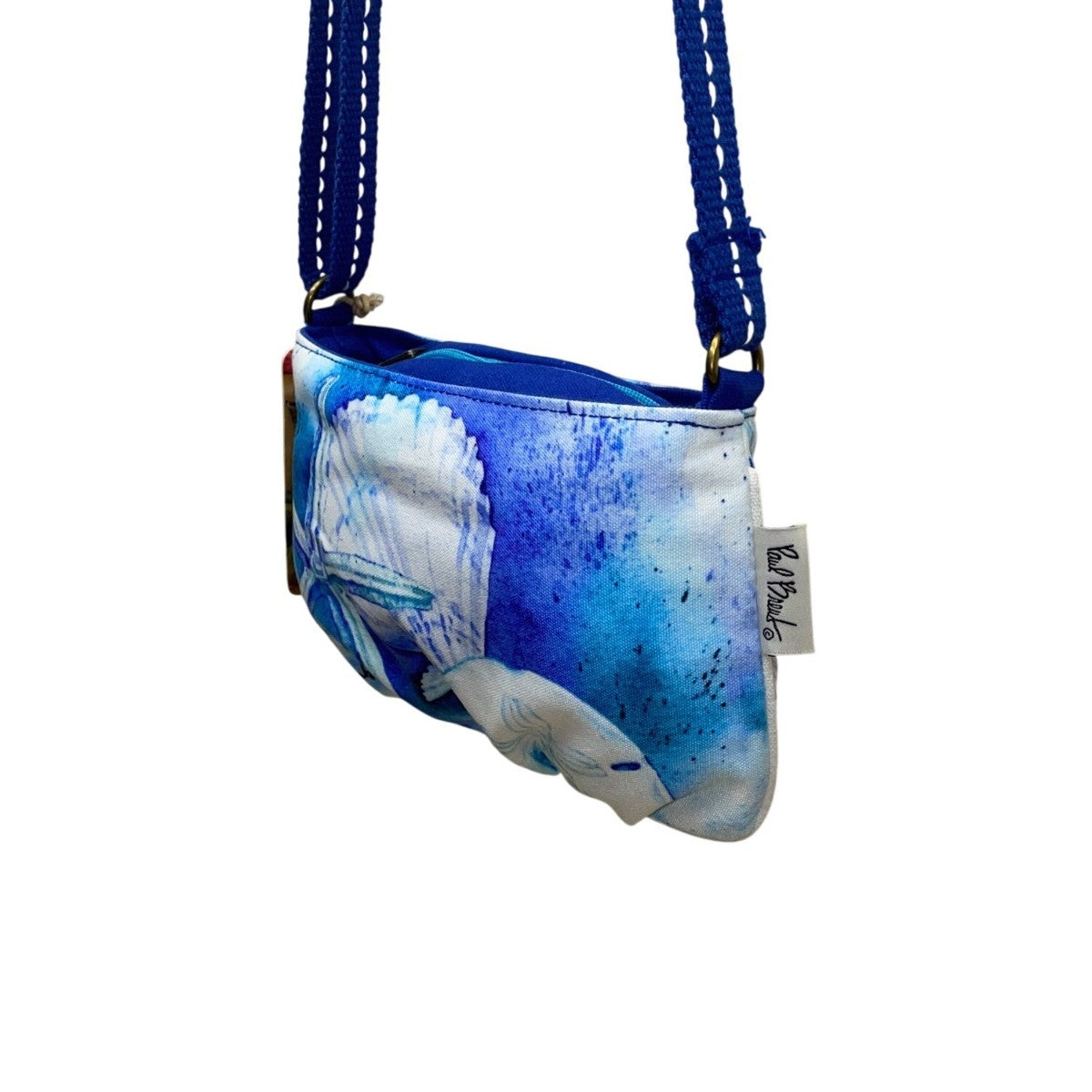 Sea N Sand Women’s Blue & White Canvas Seashell Adjustable Strap Crossbody Bag