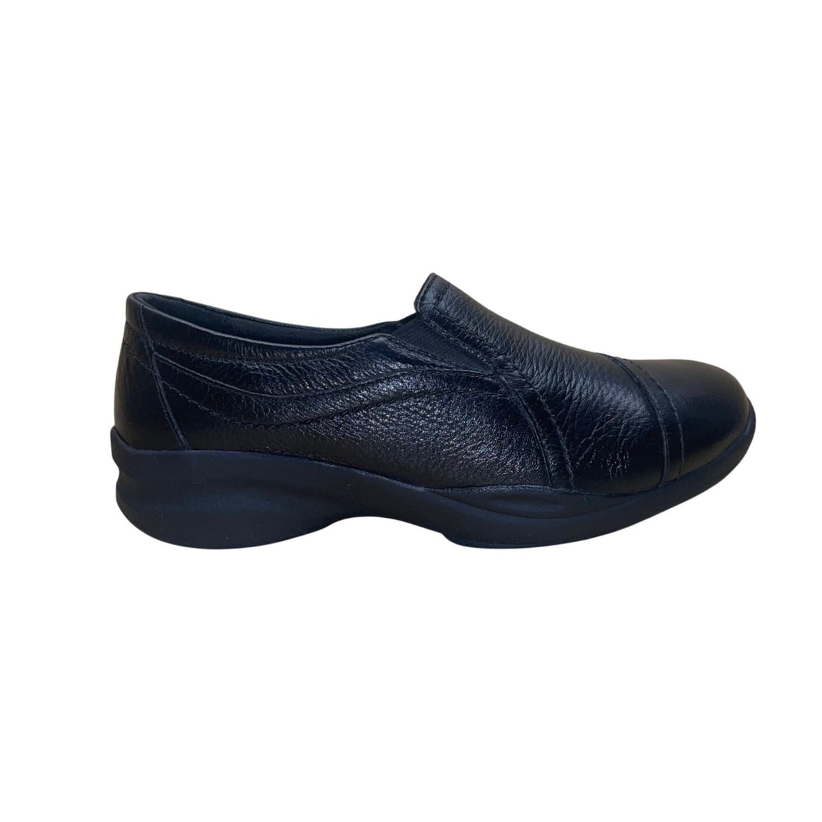 Clarks Women’s Black Leather Elastic Panels Slip-On In-Motion Shoes Size 7M