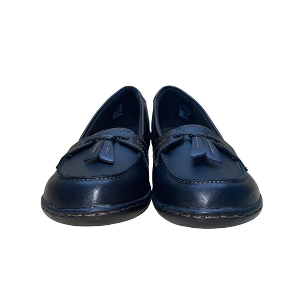 Clarks Women’s Black Leather Wide Fit Ashland Bubble Comfort Loafers Size 7.5W