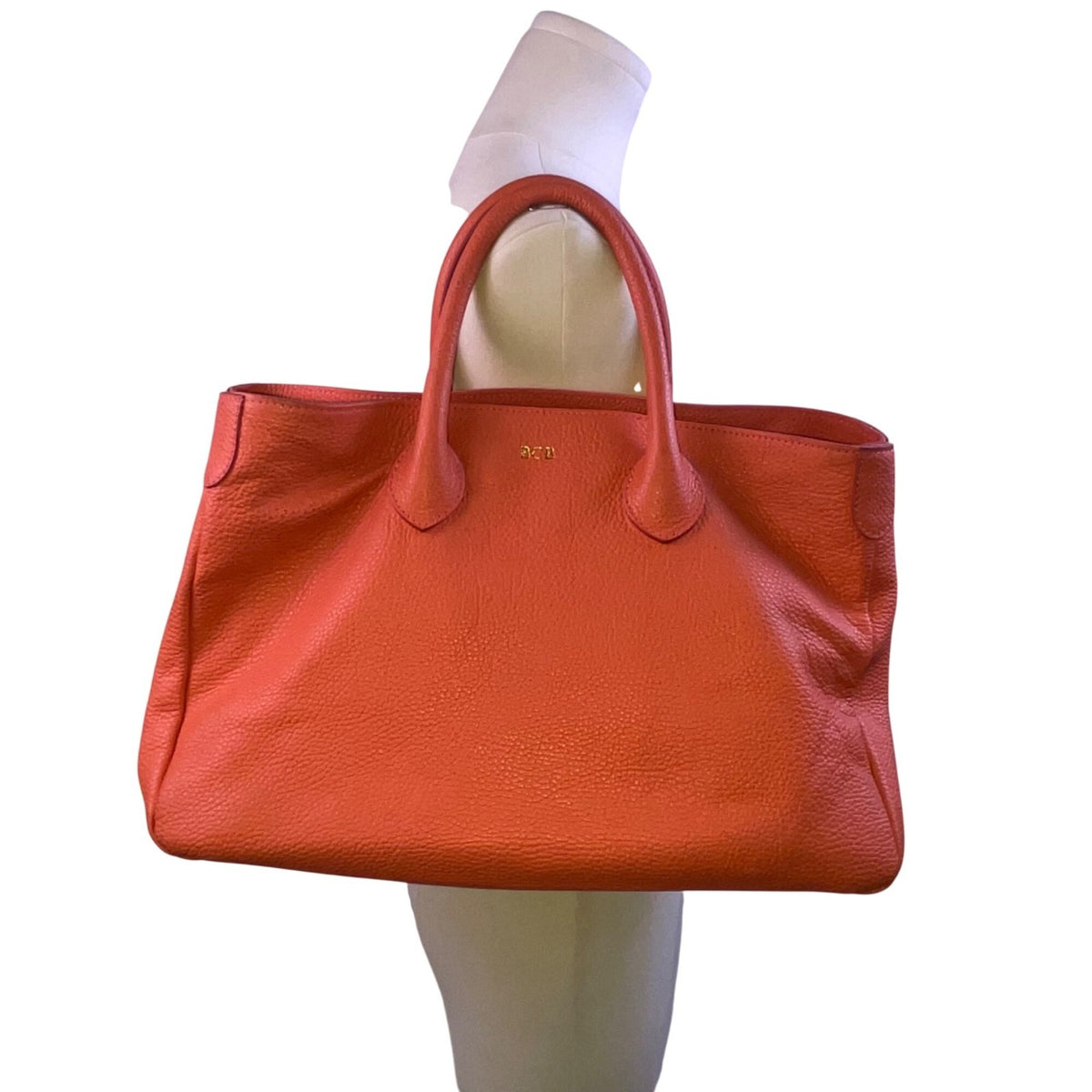 Mark & Graham Women’s Red Leather Gold BCB Initial Details Tote Bag Size L