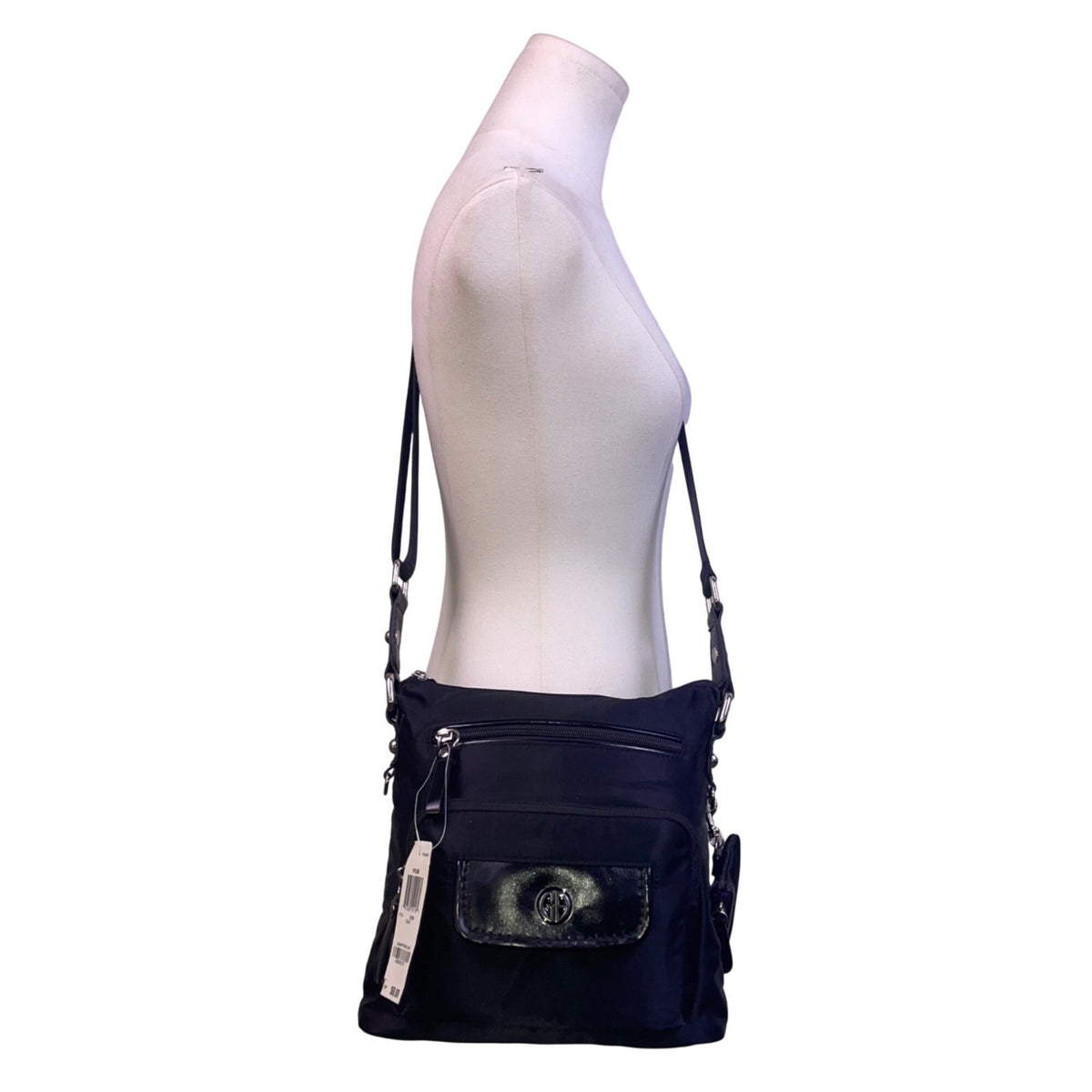 Giani Bernini Women’s Black Nylon Adjustable Strap Multi Pockets Crossbody Bag