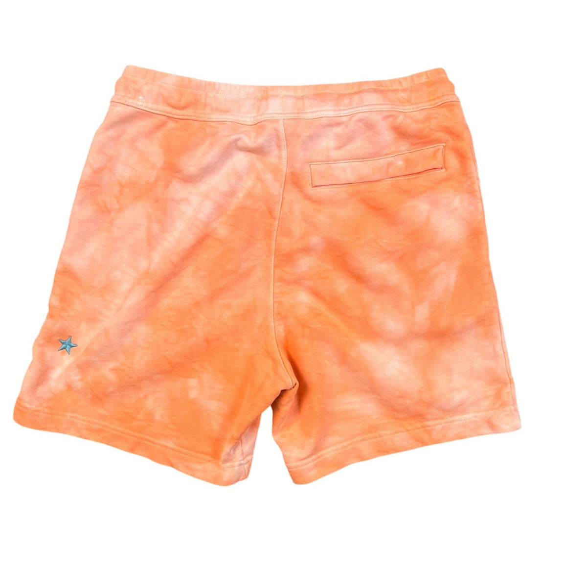 Nike Mens Orange Tie-Dye Shorts Embroidered Floral Star Design Casual Size S