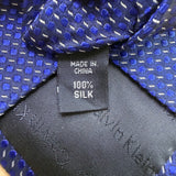 Calvin Klein Mens Blue 100% Silk Textured Pattern Slim Neck Tie