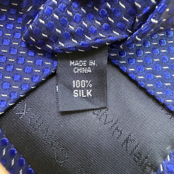 Calvin Klein Mens Blue 100% Silk Textured Pattern Slim Neck Tie