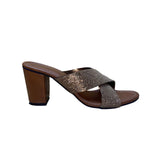 Dressberry Women’s Brown & Gold Embellished open-toe block heels Sandals Size 37