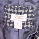 J. Crew Womens Black Houndstooth Wool Blend Blazer With Gold Button Size 4