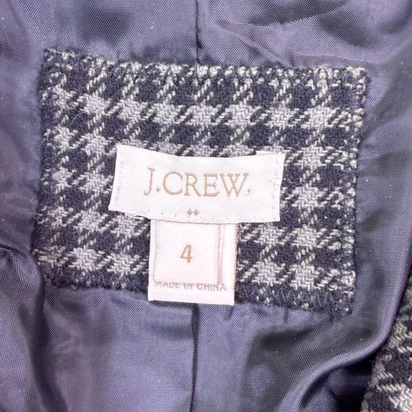 J. Crew Womens Black Houndstooth Wool Blend Blazer With Gold Button Size 4