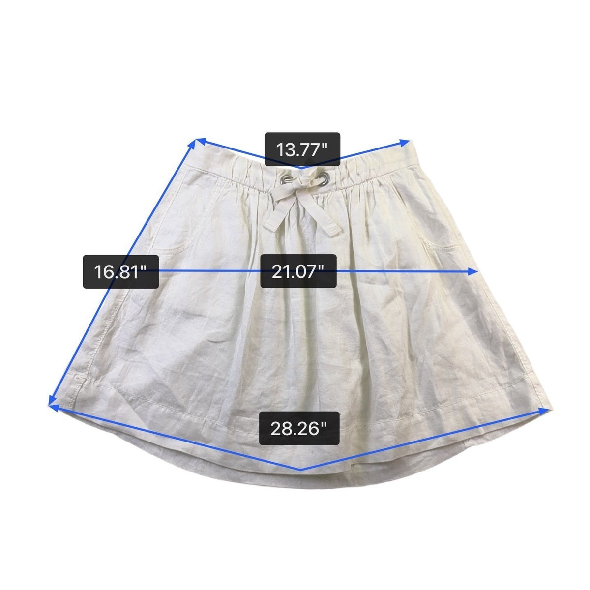 J.Crew Womens White Linen Skirt W/ Cotton Lining Drawstring Waist Size 2