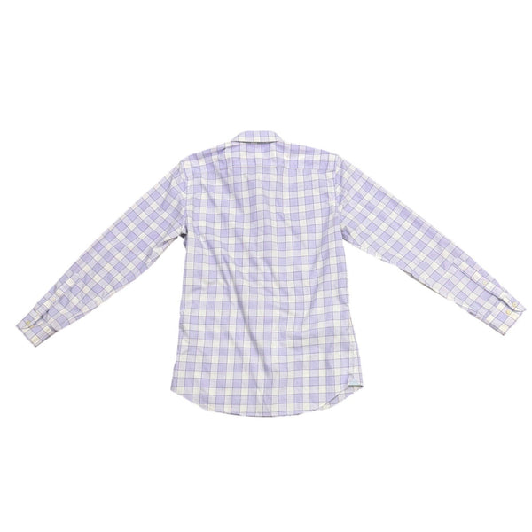 Banana Republic Mens Purple & White Plaid Long Sleeve Grant Fit Shirt Size M