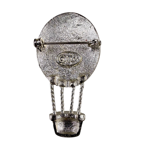 Silver Tone Womens Enamel Hot Air Balloon Brooch Pin Multicolor Elegant Design