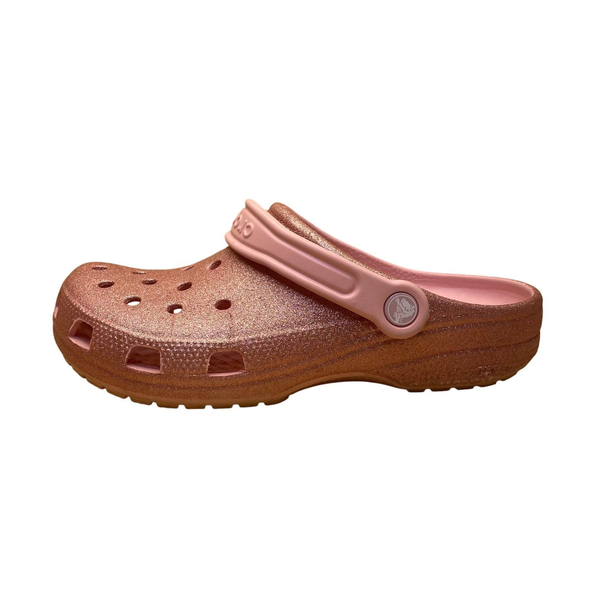 Crocs Girls Rose Gold Glitter Rubber Slip-On Clogs Size 6