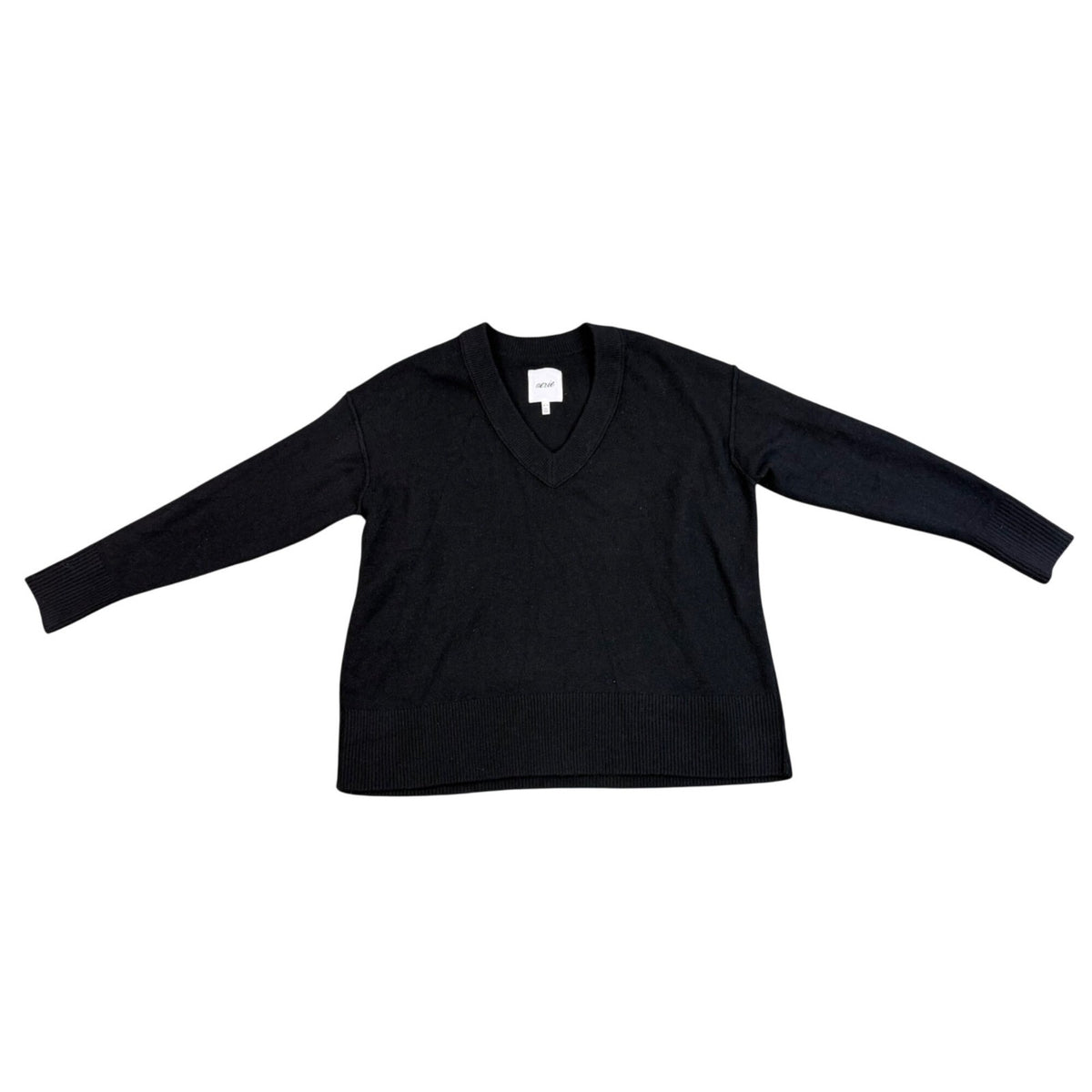 Aerie Women’s Black Recycled V-Neck Sweater Classic Fit Sz XS