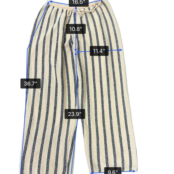 Cupshe Womens Beige/Black Striped Wide-Leg Casual Knit Lounge Pants Sz M - New