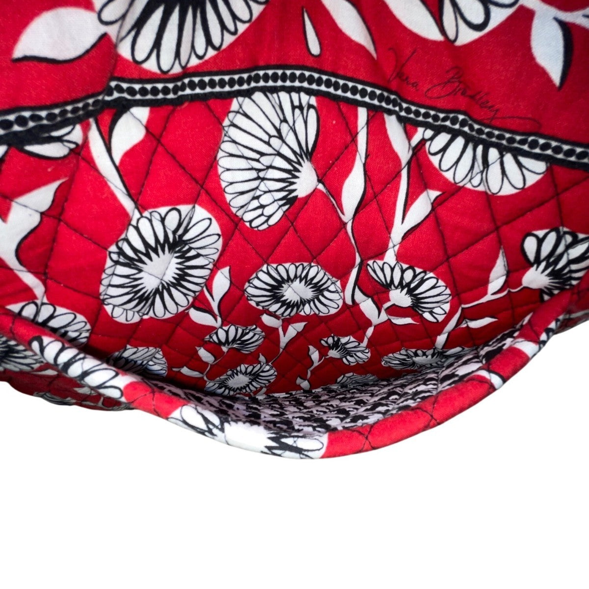 Vera Bradley Women’s Red Floral Quilted With Double Straps Tote Bag