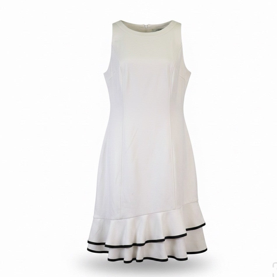 White House Black Market Womens White Black Sleeveless Flare Dress Size 6