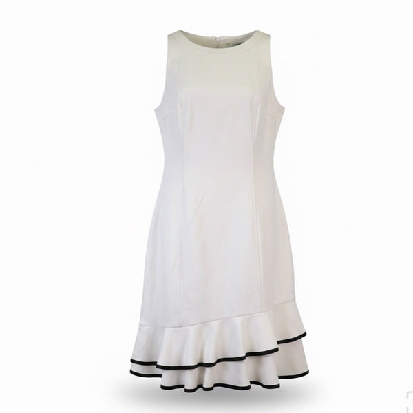 White House Black Market Womens White Black Sleeveless Flare Dress Size 6