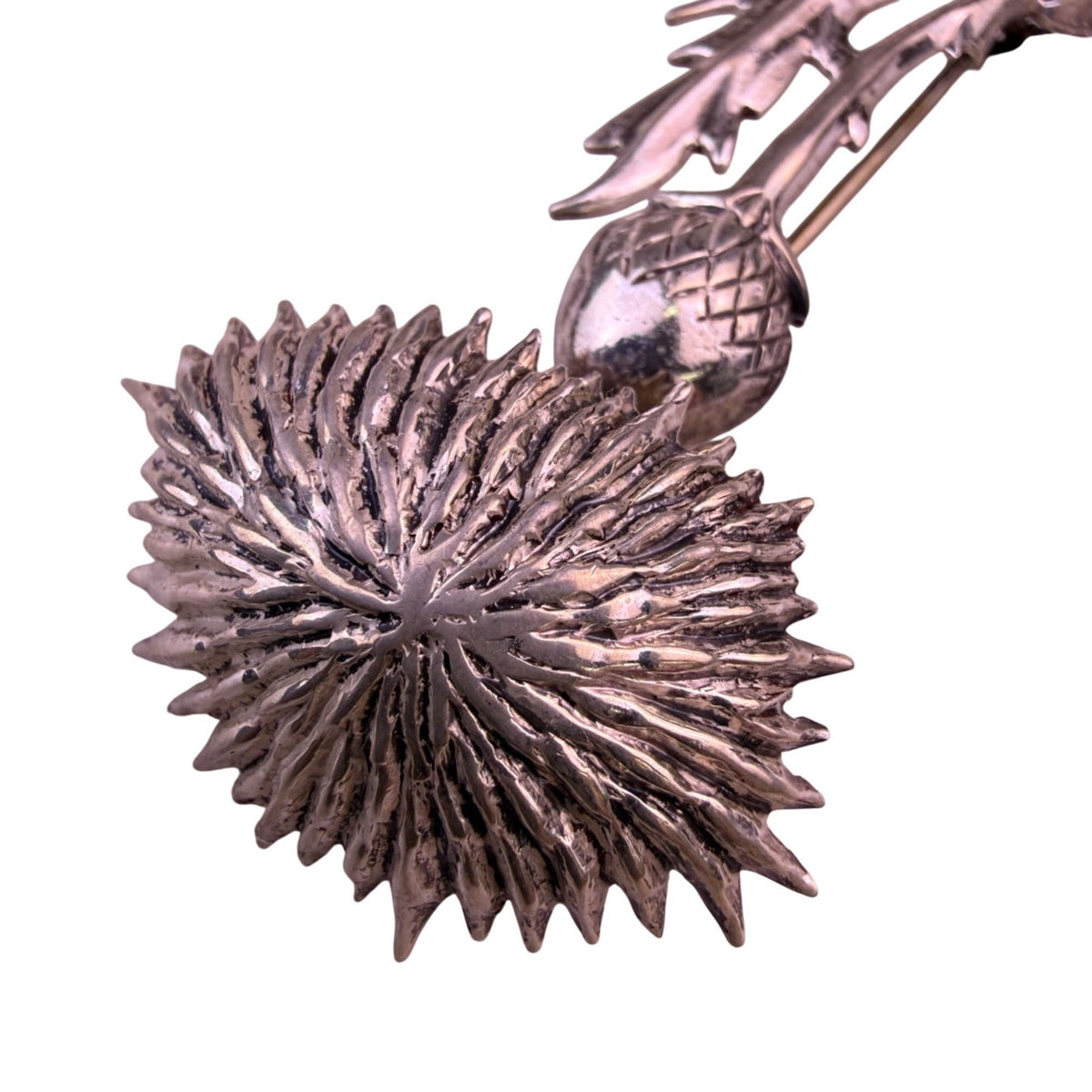 Lang Womens Silver Tone Sterling Thistle Floral Brooch Detailed Vintage