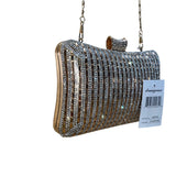 DMargeaux Women’s Champagne Rhinestone With Chain Strap Evening Chic Box Clutch