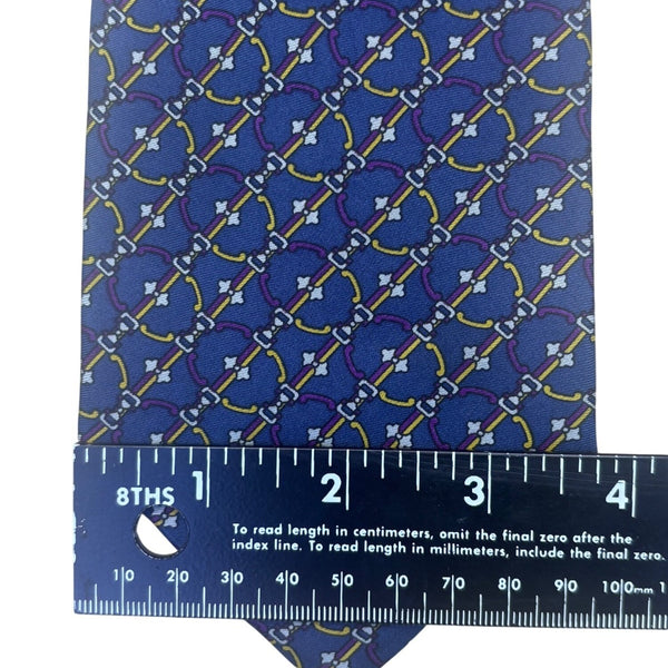 Bert Pulitzer Mens Blue Yellow Purple Silk Tie Bit Print