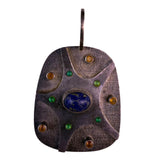 Sterling Silver Handmade Blue Lapis Lazuli Pendant With Multi-Color Gemstones