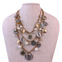 Multi-Strand Womens Beige Multi-Material Necklace Metal & Pearl Charms