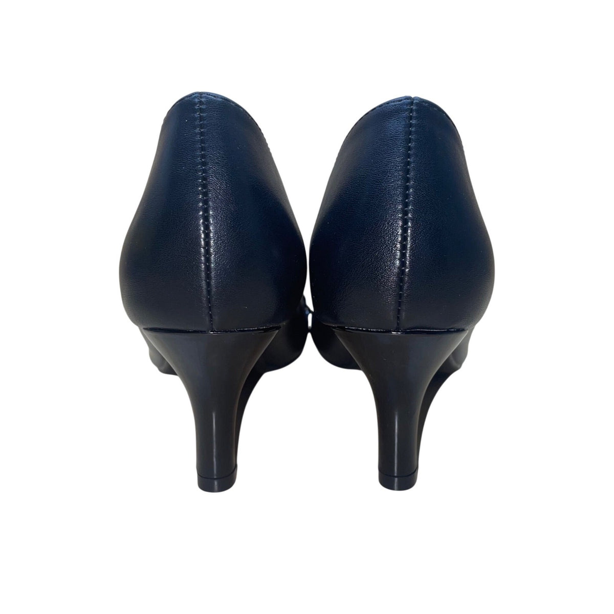 Marbella Women’s Black Chain Accent Pointed Capped Toe Chandler Heels Size 9W