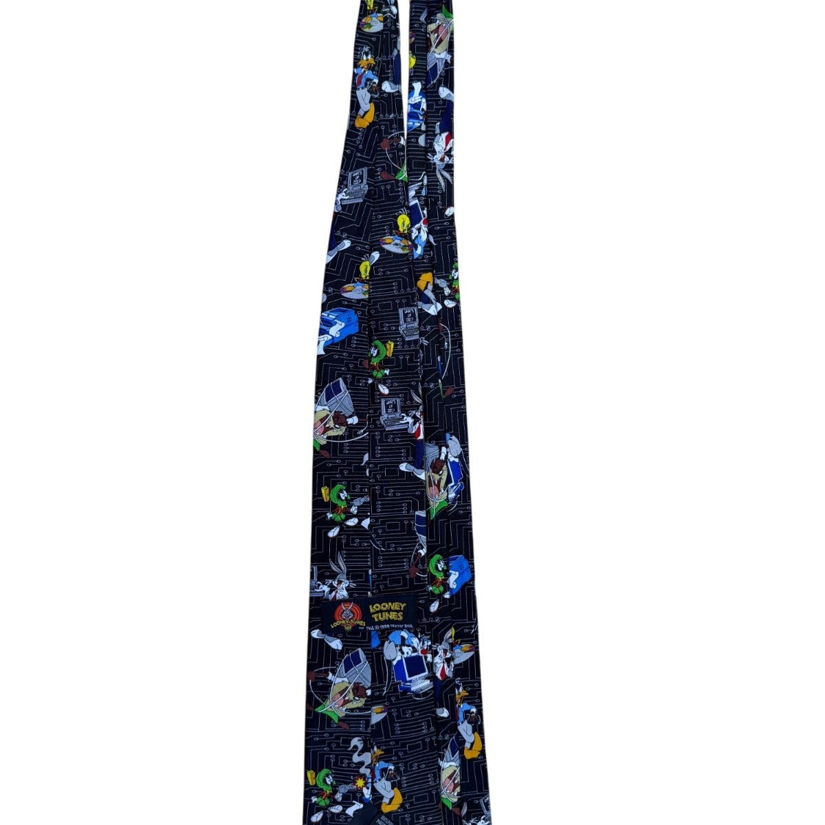 Looney Tunes Mens Black Novelty Tie Circuit Board Character Print