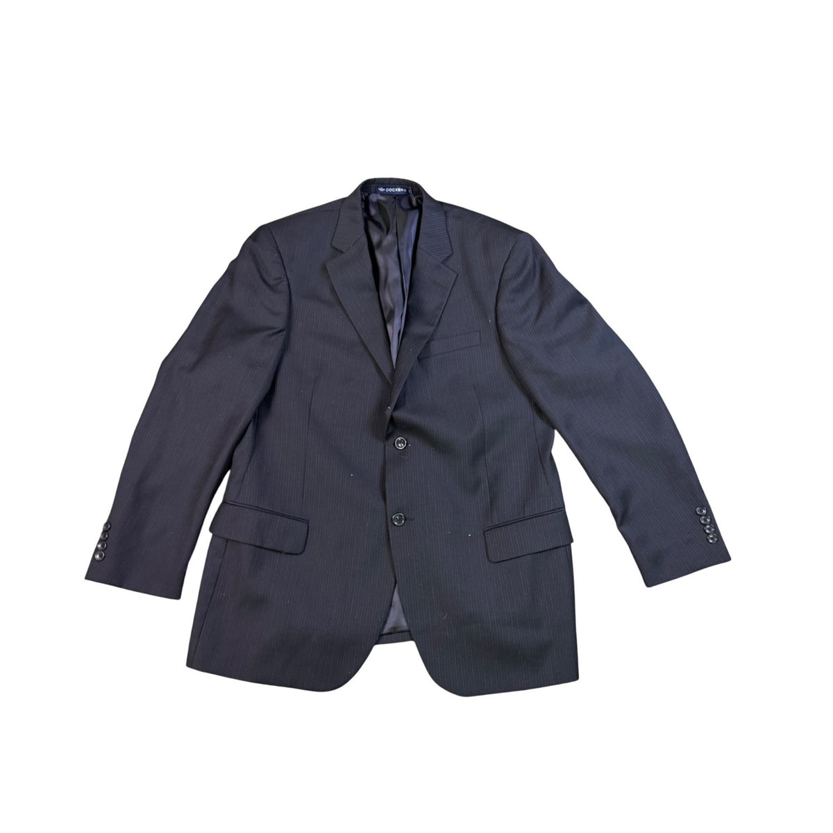 Dockers Mens Black Two-Button Suit Jacket Classy Office Ready Blazer 42R