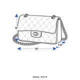 Kipling Women’s Silver Metallic Zippered Pockets Adjustable Strap Crossbody Bag