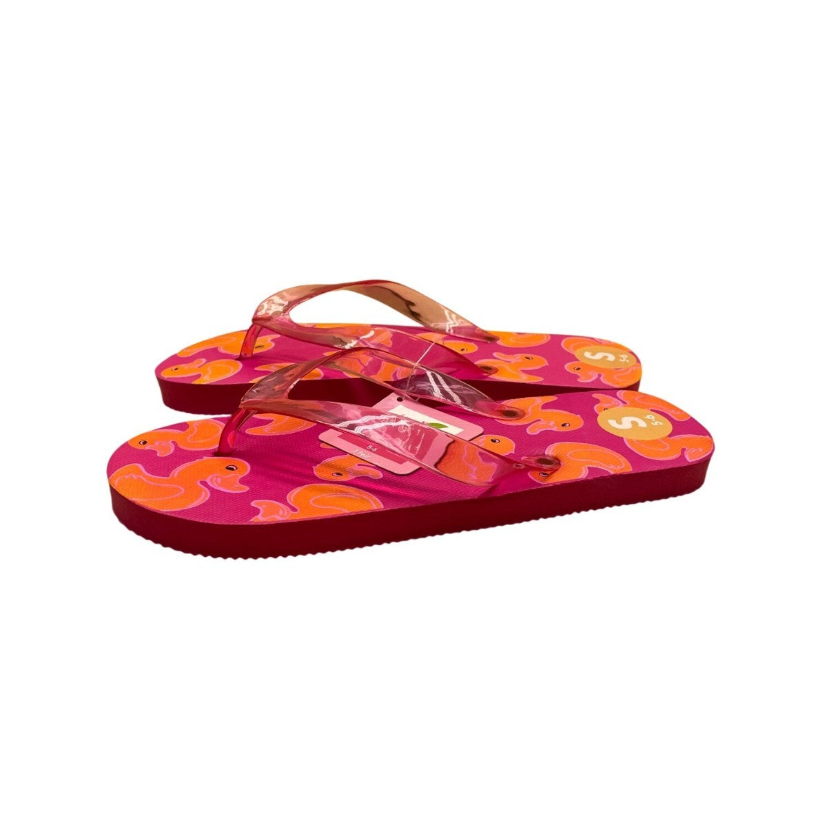 Noteworthy Girls Pink Foam Rubber Duck Theme Spa Retreat Flip Flops Size S 5/6