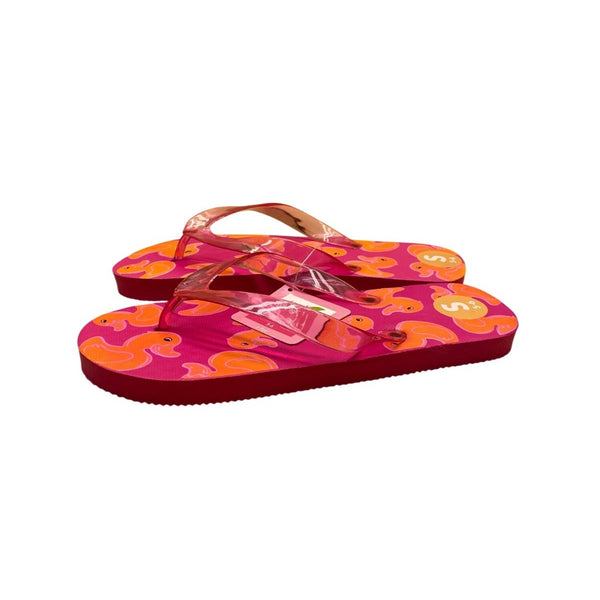 Noteworthy Girls Pink Foam Rubber Duck Theme Spa Retreat Flip Flops Size S 5/6