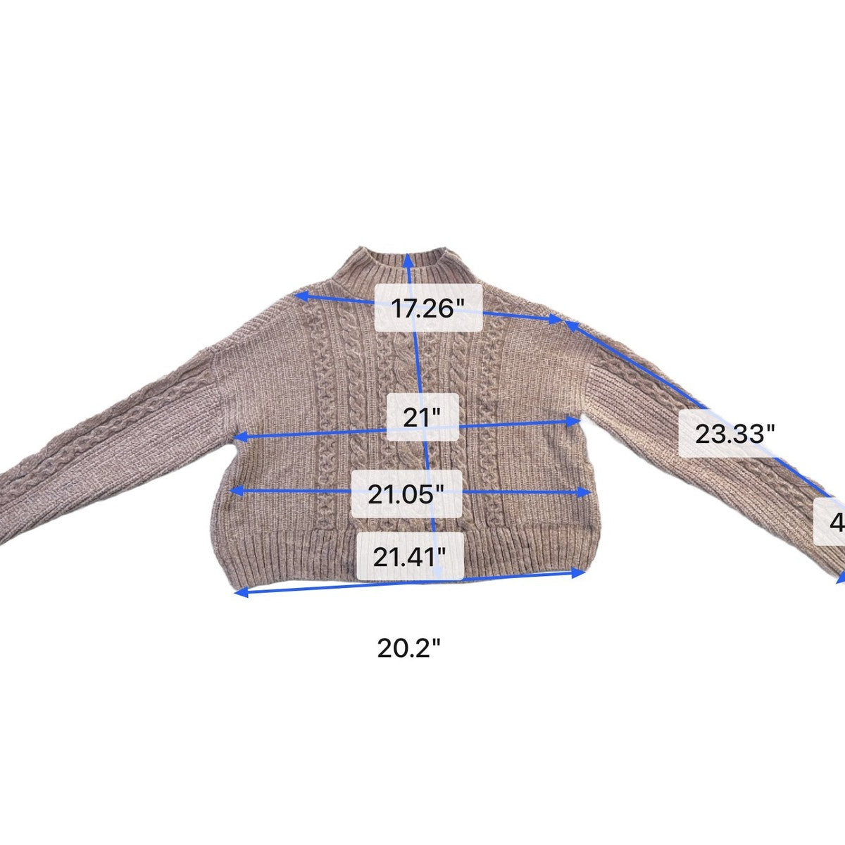 Rachel Zoe Womens Beige Cable Knit Cropped Turtleneck Sweater Size S