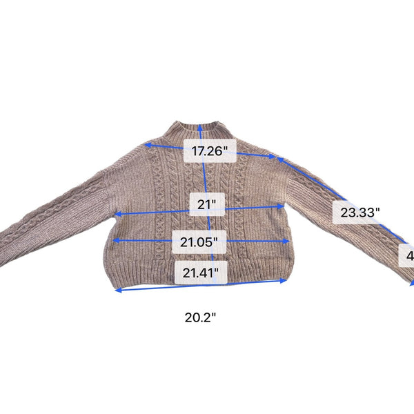 Rachel Zoe Womens Beige Cable Knit Cropped Turtleneck Sweater Size S