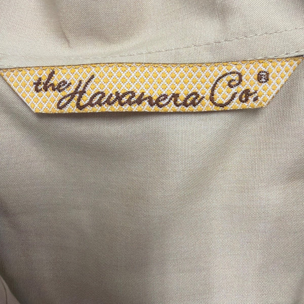 The Havanera Co Mens Beige Guayabera Shirt With Embroidery Size XL