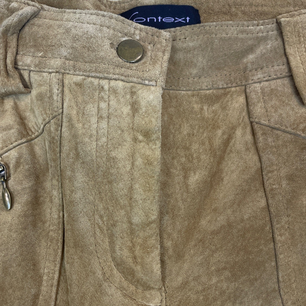 Context Women’s Tan Leather High-Waisted Flared Pants Size 6 - New