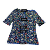 Lauren Ralph Lauren Womens Blue Floral Print Cotton Blend Top Size L
