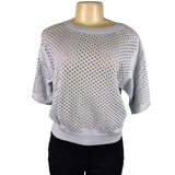 Rebecca Taylor Womens Lavender Open Knit Short Sleeve Sweater Size S