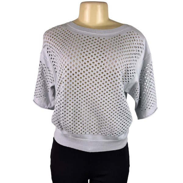 Rebecca Taylor Womens Lavender Open Knit Short Sleeve Sweater Size S