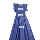 Simplee Womens Blue Cotton Linen Stripe Midi Dress Size Small